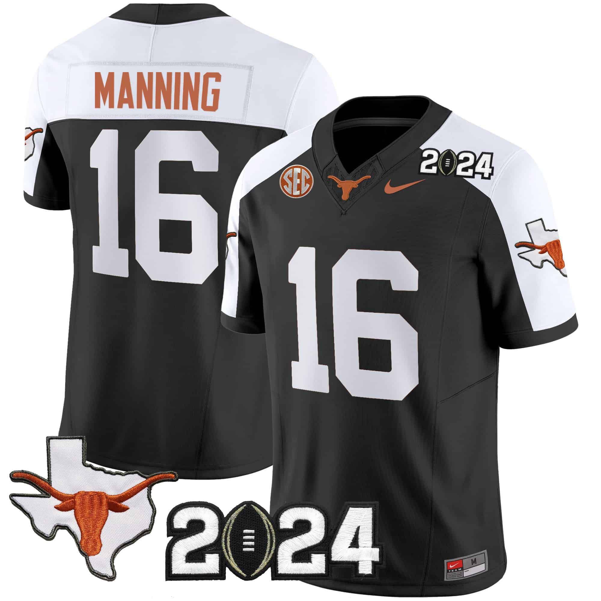 Men Texas Longhorns #16 Manning Black 2024 Nike Vapor Limited NCAA Jersey->indianapolis colts->NFL Jersey